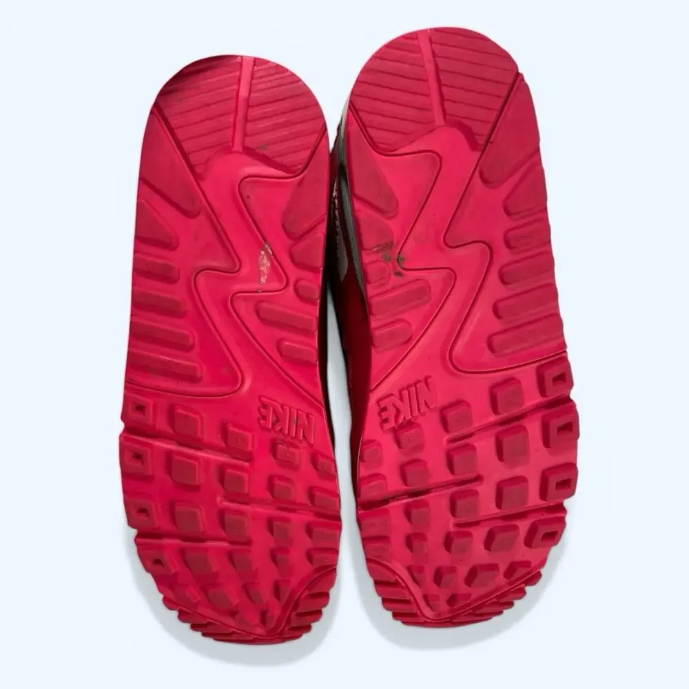 Nike Air Max 90 Print Red Pink Silver Shoes Sneakers 704953-602 Girls 5.5Y